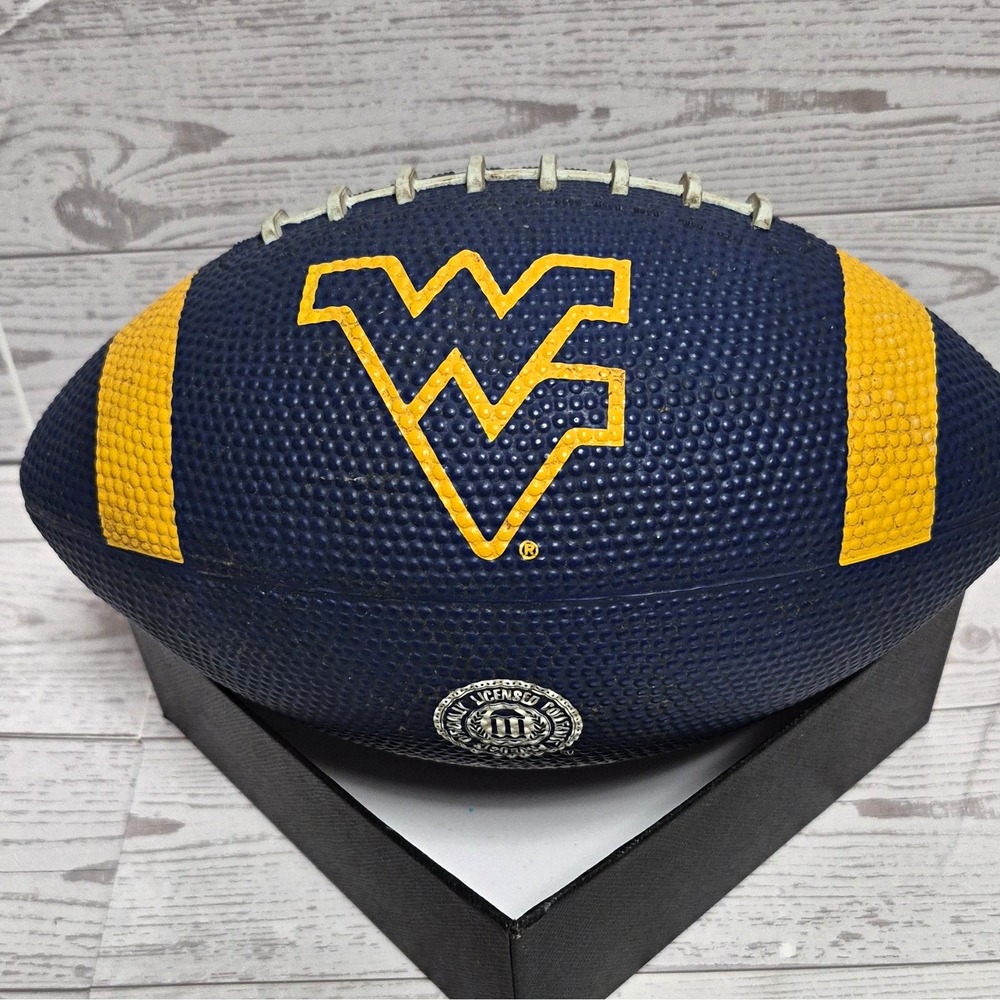 West Virginia Logo Junior Size 6 Weighted Rubber Football Blue Yellow 1203